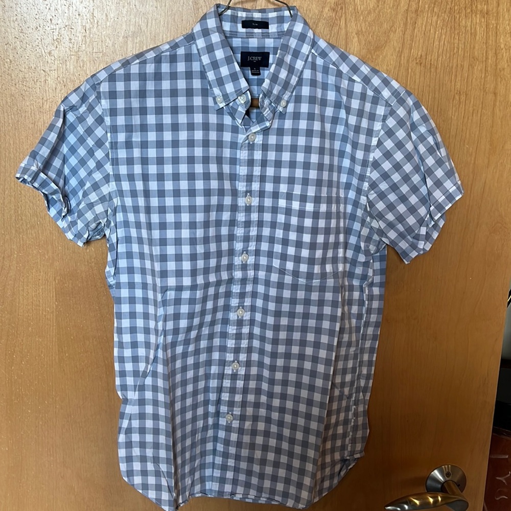 J. Crew Factory gingham, short-sleeve shirt